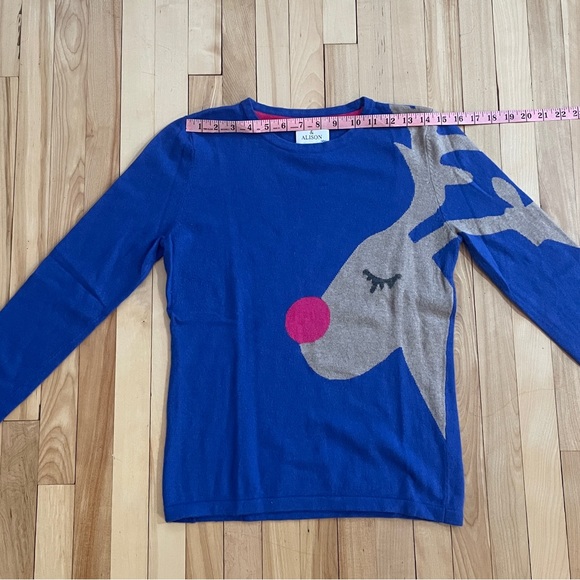 Antoni & Alison Label Novelty Reindeer Lambswool Blend Blue Jumper - Size US L - Picture 7 of 10